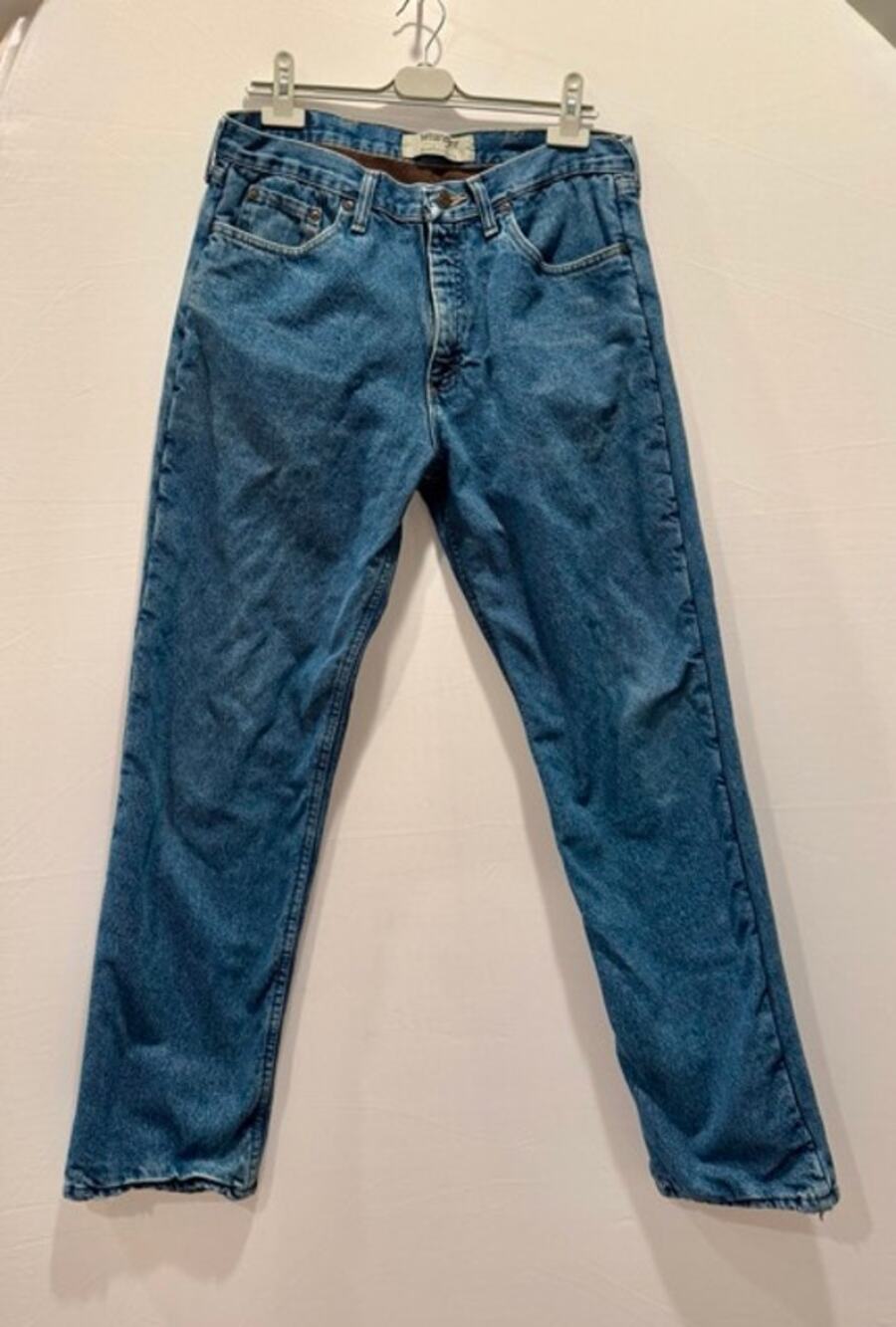Wrangler Authentics Men's Fleece Lined Jeans Blue Denim Winter Straight Leg